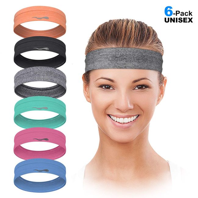 4PACK Sports Headband,Non-slip Wicking Elastic Lightweight Sweat