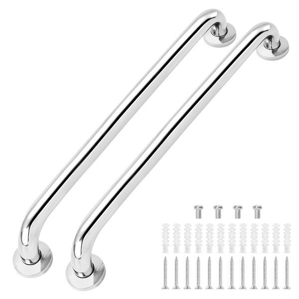 XJYMCOM 2Pcs Stainless Steel Grab Bar Anti Slip Bathroom Handrail Rail with Mounted Screws Safety Handle Bathroom Balance for Disabled Elderly Children Pregnant Disabled Elderly Woman -23'' (60cm)