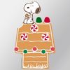 CafePress Snoopy Gingerbread House Snacking Small Die Cut Sticker, 3"x4" Clear