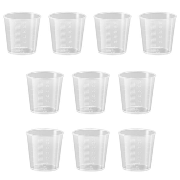 10-Pack 30ml Plastic Liquid Measuring Cup, Transparent Graduated Cup, Laboratory Graduated Cylinder, Milk Measuring Cup, Kitchen Cooking Measuring Tool