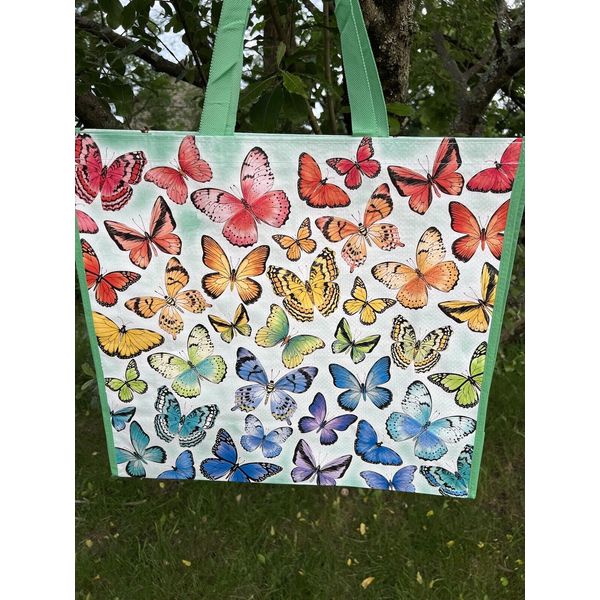 🦋HomeGoods🌸 Reusable Shopping Bag Tote Butterflies 🦋Pretty Colorful LARGE BAG