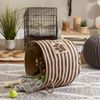 Bone Dry Pet Storage Collection Striped Paw Patch Bin, Large Round, Brown