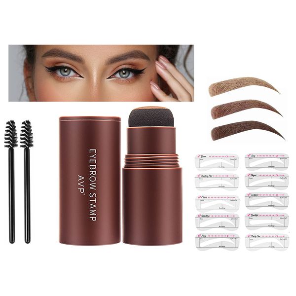 Kit Di Timbri Per Sopracciglia, Stampa del Sopracciglio,Eyebrow Stamp Shaping Kit, Timbro Sopracciglia Impermeabile, Stampi per Sopracciglia, Eyebrow Stamp Tools with 10 Reusable Eyebrow Stencils (01)