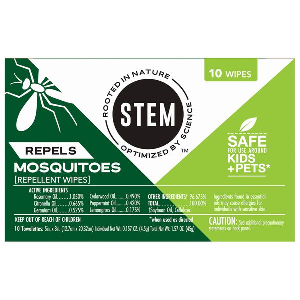 Stem Repels Mosquitoes: Mosquito Repellent Wipes With Botanical Extracts; 10 Wipes (Pack Of 1)