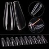 600 Pieces COFFIN Extra Long Tapered CLEAR Full Cover False Nails Glue On Tips - Professional Salon & Home Use.