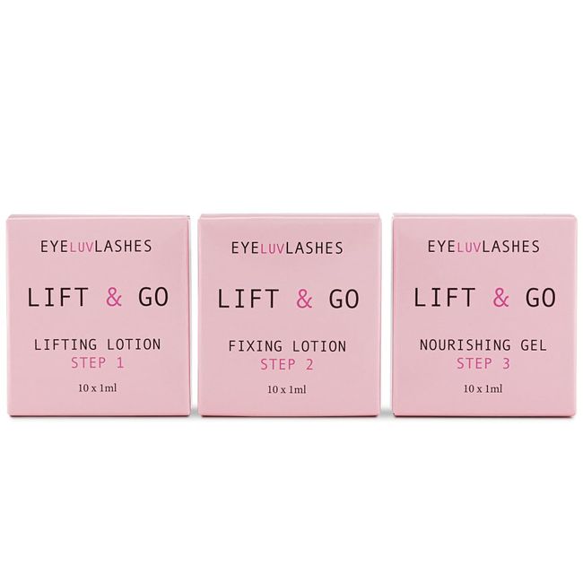 Lift & Go Eyeluvlashes Lash Lifting Brow Lamination Sachet Set Express System Vegan Cruelty Free 30 x SACHETS (10 x LIFTING/FIXING/NOURISHING)