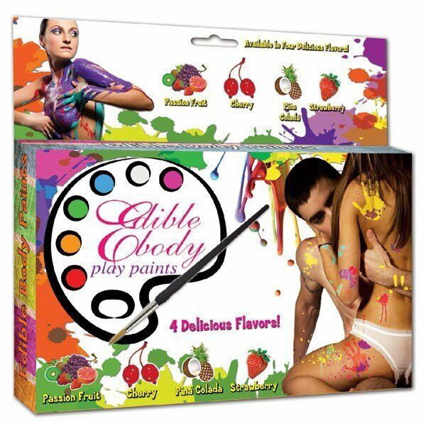 Set of 4 Flavored Edible Body Paints with Brush