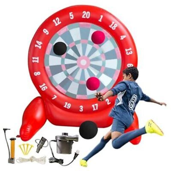 6.6FT Giant Kick Darts Games, Red Jumbo Outdoor Soccer Target Dartboard with