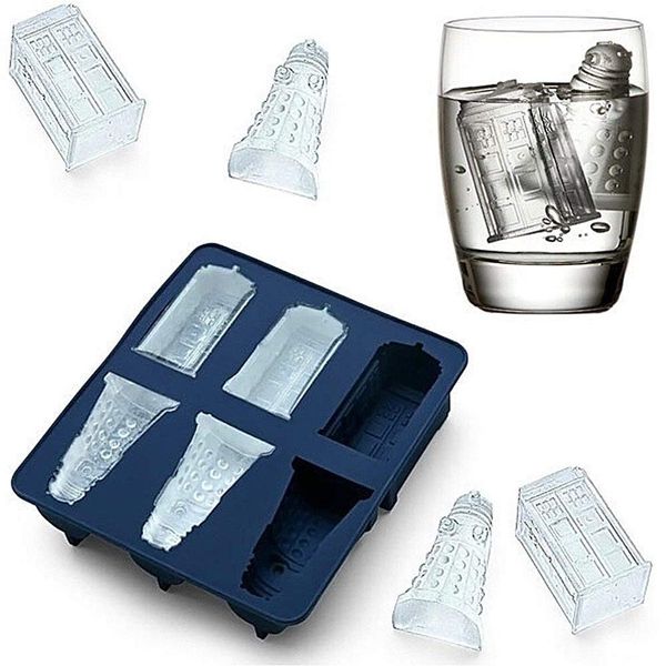 Spespo Silicone Ice Cube Tray and Chocolate,Candy,Cookies Mold Maker - Tardis and Daleks