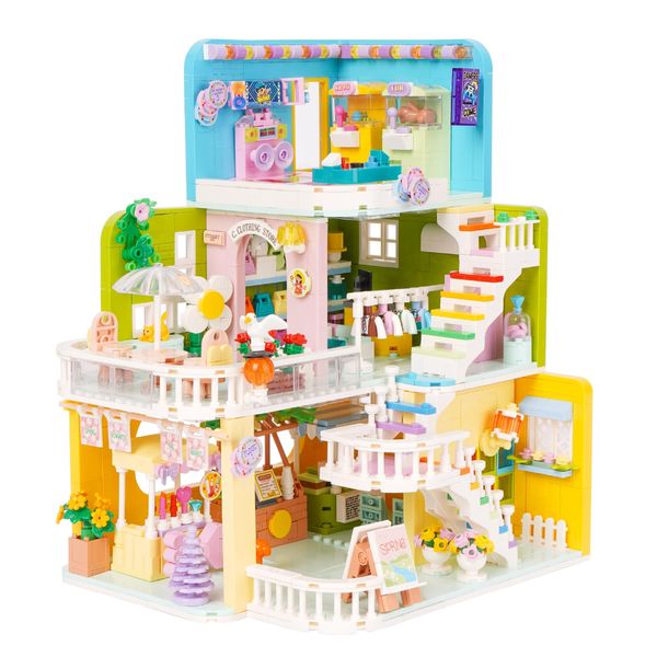 Geniteen Building Block Set, Architecture House Model Building Bricks Three-Story Villa Model Architecture Building Toy (Mengle Mall)