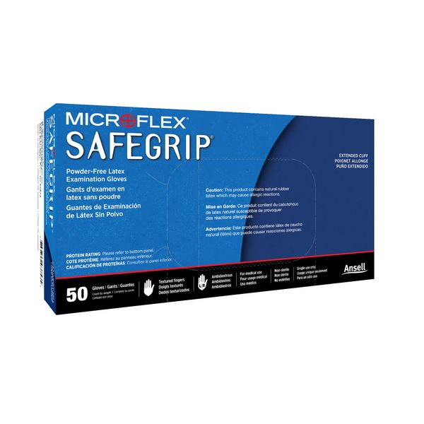 SAFEGRIP PF LATEX GLOVES LARGE 50PK