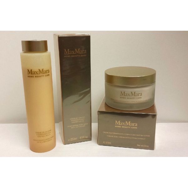 Firming Body Cream Cotton Extract & Moisturizing Body Wash By Max Mara NEW Lot M