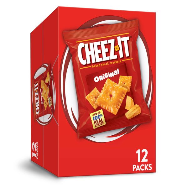 Cheez-It Cheese Crackers, Baked Snack Crackers, Lunch Snacks, Grab n' Go, Original, 12oz Box (12 Packs)