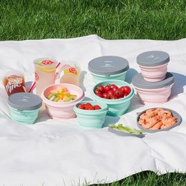 Silicone Collapsible Bowl Sets Travel Camping Outdoor Lunch Box