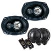Single DIN Car Stereo MP3 Receiver + 6.5" component & 6x9 coax speakers Package