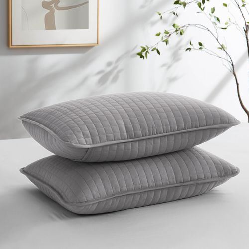 Southshore Fine Living, Inc. Decorative Throw Pillow Covers 18x18 Inch, Euro Sham Covers, Set of 2 Pillow Shams for Bed or Couch, Grey Bedding to Match Bedroom Decor, Grey