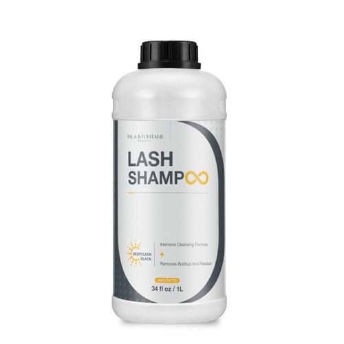 Isla & Fontane Lash Shampoo – DeepClean Black 34 fl oz | Charcoal Lash Cleanser for Extensions | Deep Purifying Lash Bath Foam | Tea Tree & Witch Hazel Formula | Lash Shampoo Bulk for Salon & Home Use