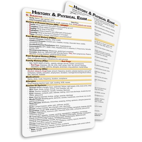 MDpocket® History & Physical Exam Card