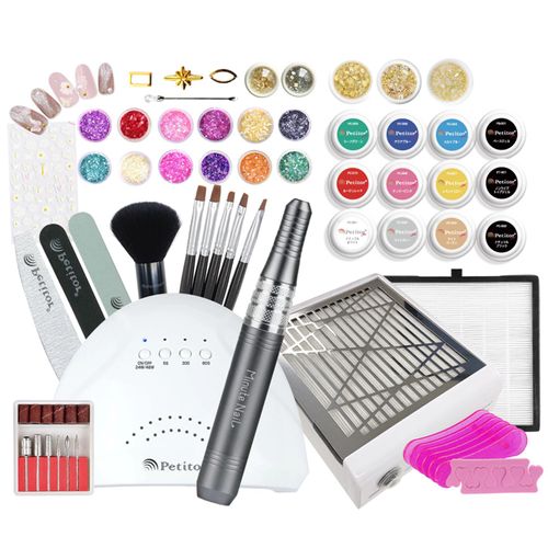 Nail Mass, Gel Nail Kit, Starter Kit, Beginner, Self Nail Off, Dust, Strong Suction, 48 W, Nail Light, LED Light, 10 Colors, Nail Kit, Nail Gel, Nail Set, Color Gel, Nail Seal
