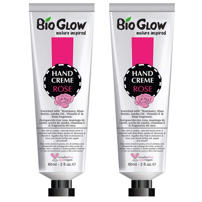 Bio Glow Hand Creme 60ml Range - Pack of 2 (Rose)