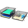 3 Pack - Stackable Desk File Document Letter Tray Organizer, Black