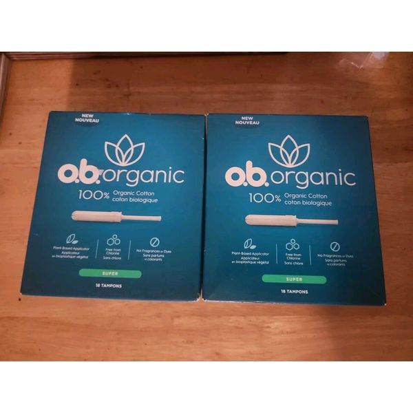 OB ORGANIC COTTON TAMPONS Super  18 COUNT 2 Boxes