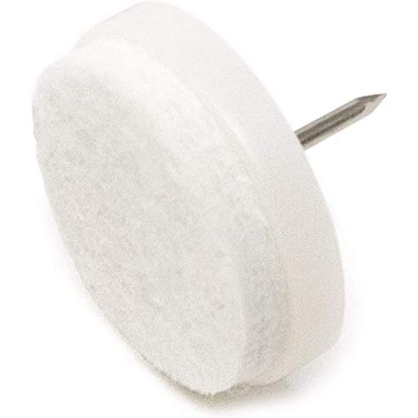 Adsamm® / 32 x Felt-pads with nail | Ø 1,1'' (Ø 28 mm) | white | round | Premium quality furniture sliders with nail by Adsamm®