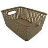 Cheerful Bargains Rattan Storage Boxes Plastic Stackable Boxes With Handles Black Grey White Taupe (Taupe)