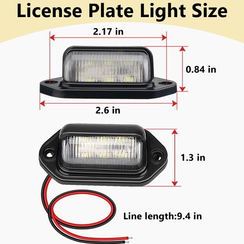 ecocstm 2 PCS White LED License Plate Light, 6-SMD Waterproof Tag Lights, 12V-24V DC Lamp Taillight, Step Courtesy Light Dome Cargo Lights for Truck SUV Van RV Trailer
