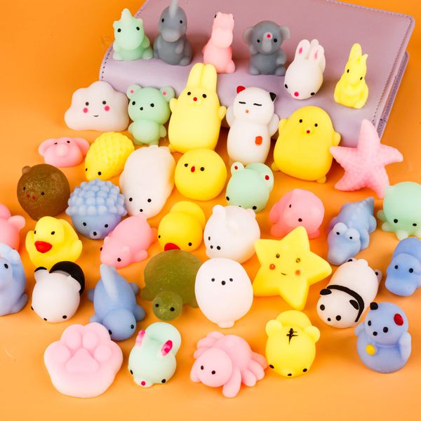 twoonto Mini Squishy Pack, Soft Mochi Squishy Toys 40 Pack Moji Fidget Toys, Mini Kawaii Animal Squishies Party Bags Filler Mini Stress Relief Toys for Boys Girls Adults Christmas Birthday Gift