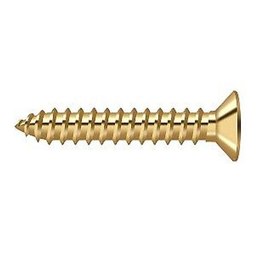 #12, 1-1/4" Length Flat Head Phillips Drive Wood Screw Solid Brass Lifetime Pol