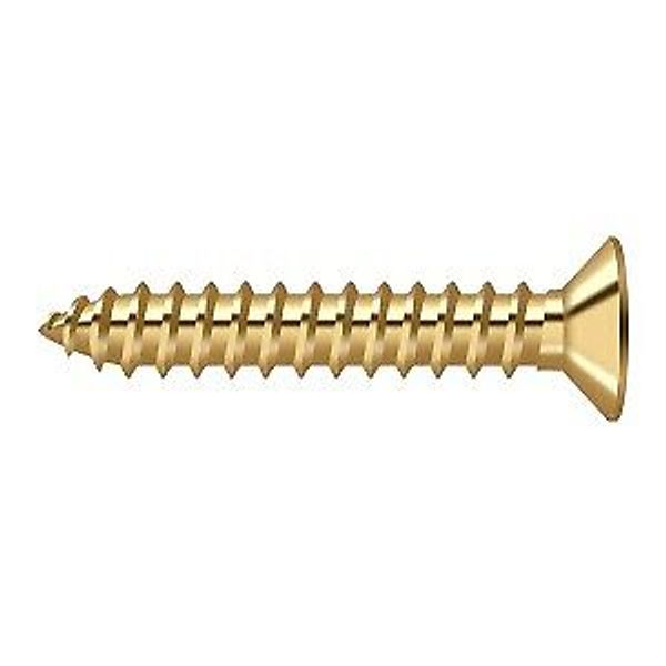 #12, 1-1/4" Length Flat Head Phillips Drive Wood Screw Solid Brass Lifetime Pol