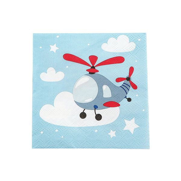 5" Airplane Party Paper Beverage Napkins - 16 Count