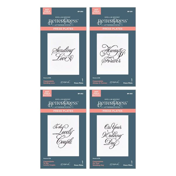 Spellbinders BetterPress Copperplate On Your Wedding Day Sentiments Bundle Press Plate, Multi