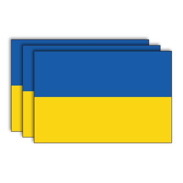Ukraine Flag Sticker (3 Pack) by DCM Solutions (6" W x 4" H)