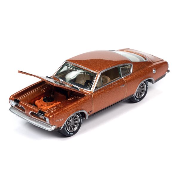 1969 Barracuda Bronze Fire Metallic with Black Stripes Classic Gold Collection 2023 Release 2 Limited Edition to 2932 Pieces Worldwide 1/64 Diecast Model Car by Johnny Lightning JLCG032-JLSP354B