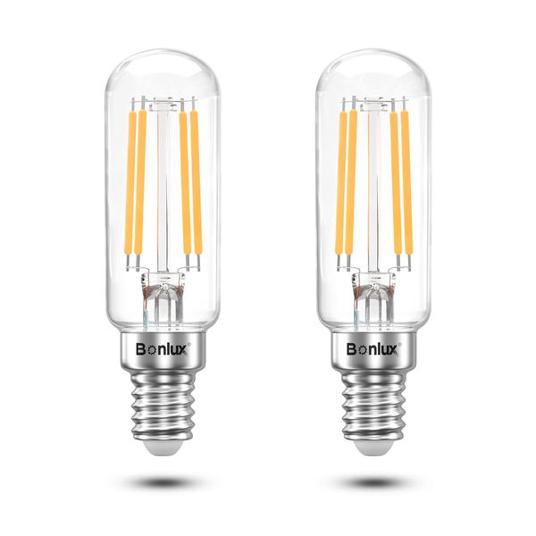 Bonlux 4W LED Cooker Hood Light Bulbs E14 Warm White 2700K 40W Incandescent Replacement T26 Tubular Filament Bulb SES LED Appliance Lamp for Fridge Freezer/Microwave/Cooker Hood (2-Pack, Non-dimmable)