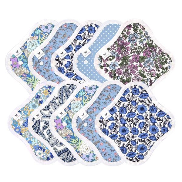 No 2 Organic Cotton Panty Liners, Set of 10, v14, Dark Blue, Mature Elegant Dark Blue Pattern AESSH-10P-V14