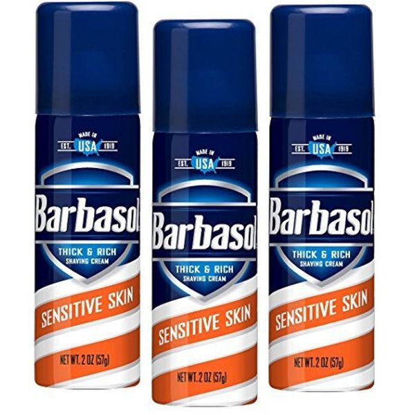 Barbasol Shave Cream Sensitive Skin Travel size 2 oz (Pack of 3)