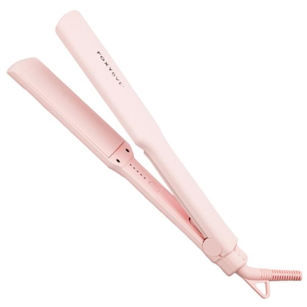 FoxyBae Flat Iron Hair Straightener - Sleek & Slay 1.75" Wide Plate Ceramic Flat Iron - Dual Voltage Portable Professional Hair Straightener Iron Hot Tools Locks Moisture & Shine - [Blush]