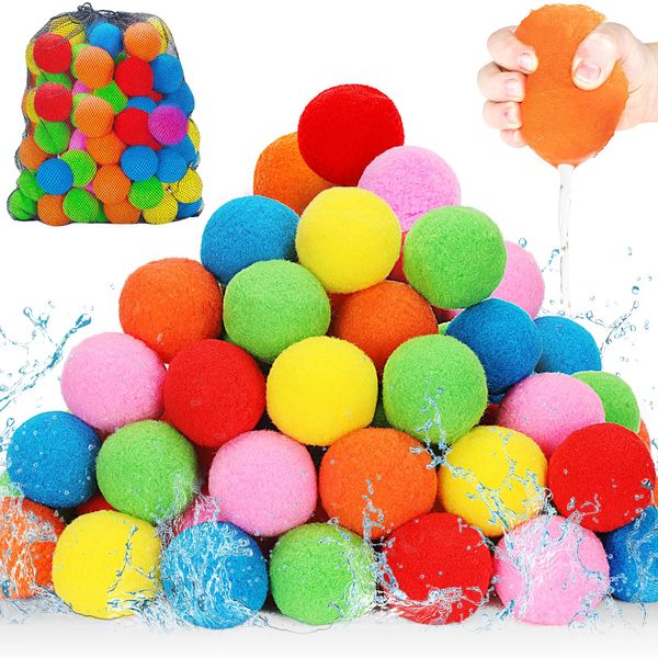 Reusable Water balloons Toys for Pool Party, Summer Outdoor Balls Toys for Kids, Water Party Game for Backyard, 72 Pcs Bulk Pack Beach Toy Summer Gifts for Toddler, Age 4-8, 8-12 Years Olds Boys Girls