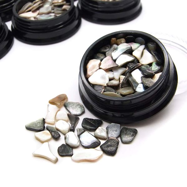 Nail Earth Color Natural Crush Shell Stone, Assorted 1 Pack (4. Cream Base, Large)