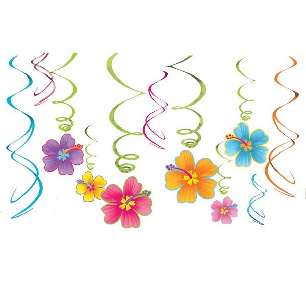 Hawaiian Hibiscus Swirls Decorations Value Pack (12 pc)