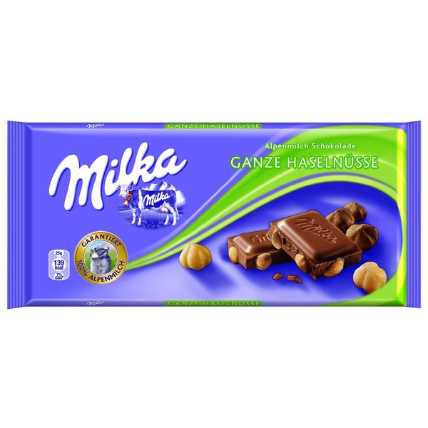 Milka Ganze Haselnüsse, 8er Pack (8 x 100 g Packung)