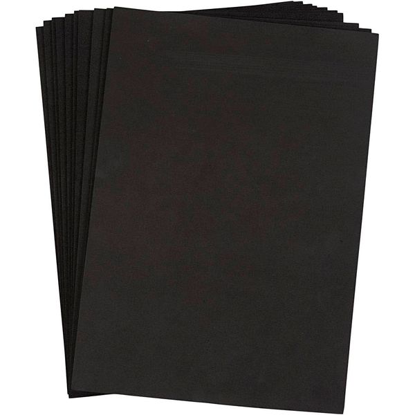 Creativ 79034 EVA Foam Sheets, Black, 10 Sheets, A4 21x30 cm, Thickness 2 mm