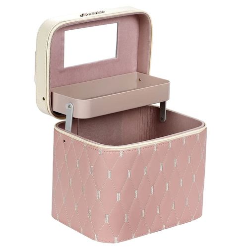 r_planning Cosmetic Box, Cosmetic Box, Accessory Tray, Mirror Included, Rose x Off-White, white