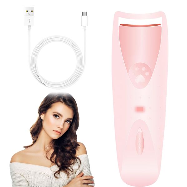 Beheizbare Wimpernzange Elektrische Beheizbar Wimpernformer USB-C Ladung Elektrisch Beheizte Heated Eyelash Curler mit Silikon Pad Langanhaltende Schnelle Natürliche Lift Wimpern für Bequemes Make-up