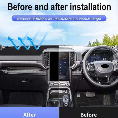 ushilife Suede Dashboard Cover Compatible with Ford Ranger 2022 2023 2024, Sunshade Glare UV Rays Protector Mat, Custom Dashboard Carpet, Protective Pad Interior Accessories