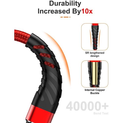[MFi Certified] iPhone Charger Cable 2m, 2 Pack-Lightning Cable 6ft Extra Long 6 Feet Nylon USB Charging&Syncing Cord for Apple iPhone 11/11Pro/11Max/X/XS/XR/XS Max/8/7/6/5S… (2m, Red)