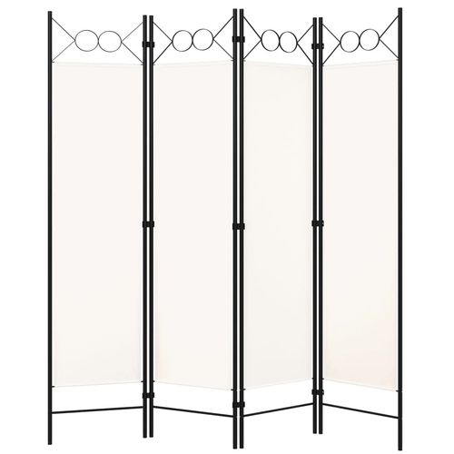 GOLINPEILO 4-Panel Metal Frame Folding Room Divider Privacy Screen, Freestanding Room Divider Wall Portable Partition Screen, Top Circle Design Foldable Divider Screen, Cream White 63"x70.9" -843
